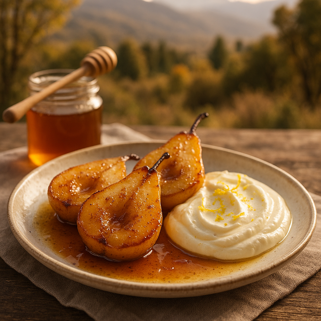 El dulce abrazo de las peras caramelizadas con miel y crema de mascarpone